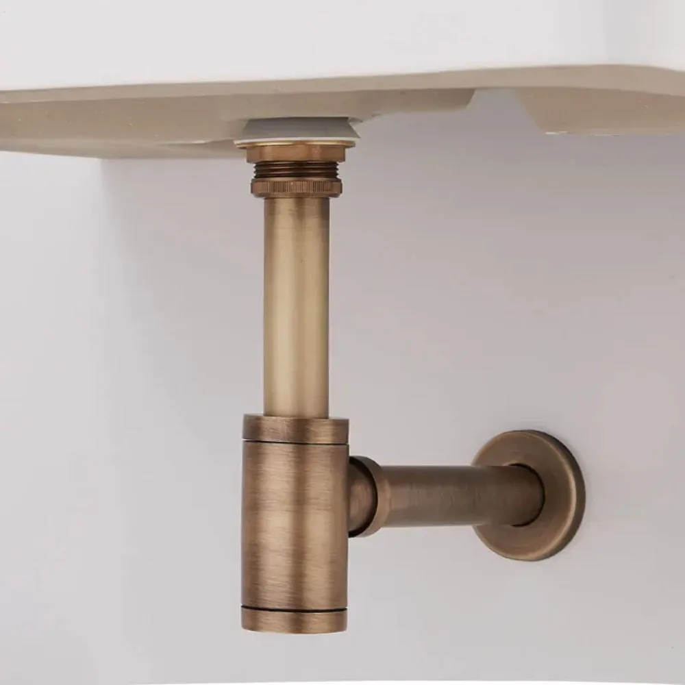 Piège P à bouteille ronde moderne en laiton 1 1/4, tuyau de vidange d'évier, Kit de piège P Antique avec vidange Pop-up