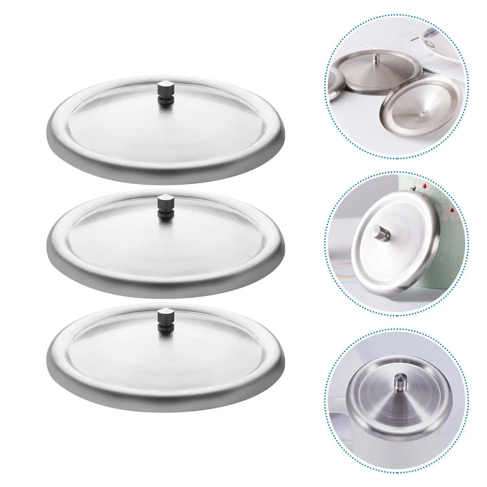 

3Pcs Stainless Steel Cup Covers Sliding Lid Heat Preservation Fresh-Keeping Leak-Proof Round Practical Cup Lids