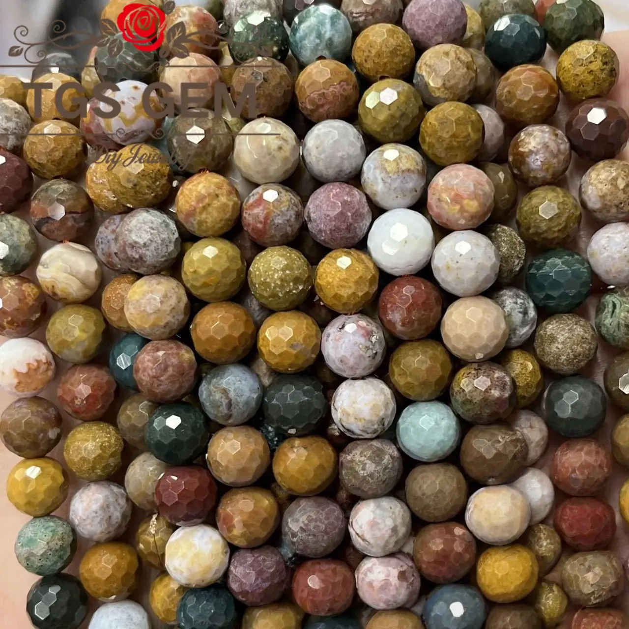 

factory wholesale Engraved hard cut round bead natural stoneAAA Marine agate pattern small cut scattered DIY jewelry Hot selling