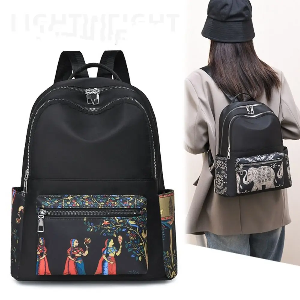 

Casual Oxford Shoulder Bag Waterproof Large Capacity School Bag Print Small Backpack Women
