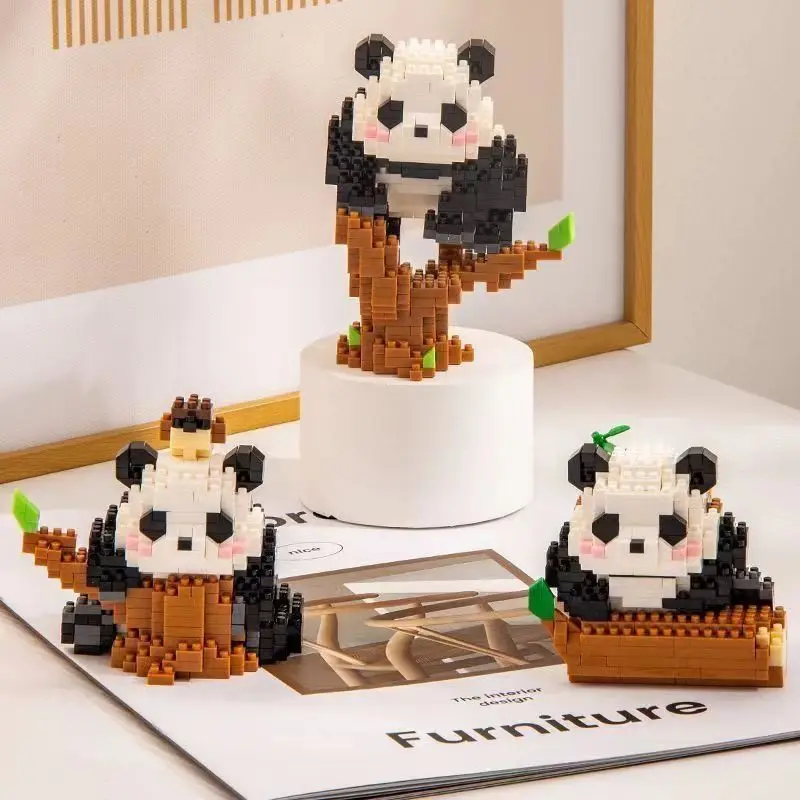 Creatieve Diy Assemable Dier Schattige Mini Chinese Stijl Dier Panda Bouwsteen Educatief Jongen Speelgoed Voor Kinderen Model Bakstenen