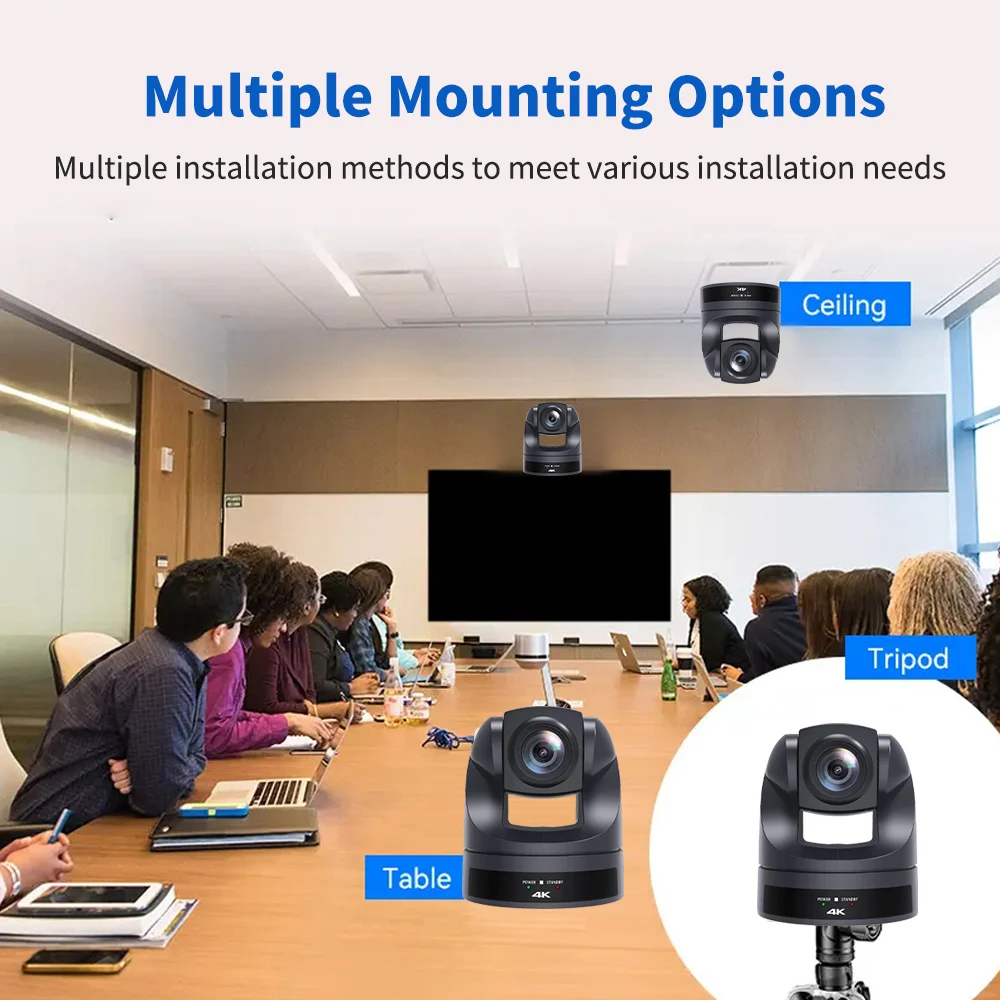 4K/Full HD1080P/60FPS 10X 20X Optical Zoom HDMI USB2.0 PTZ Video Conference Camera Live Streaming Broadcast Confer System