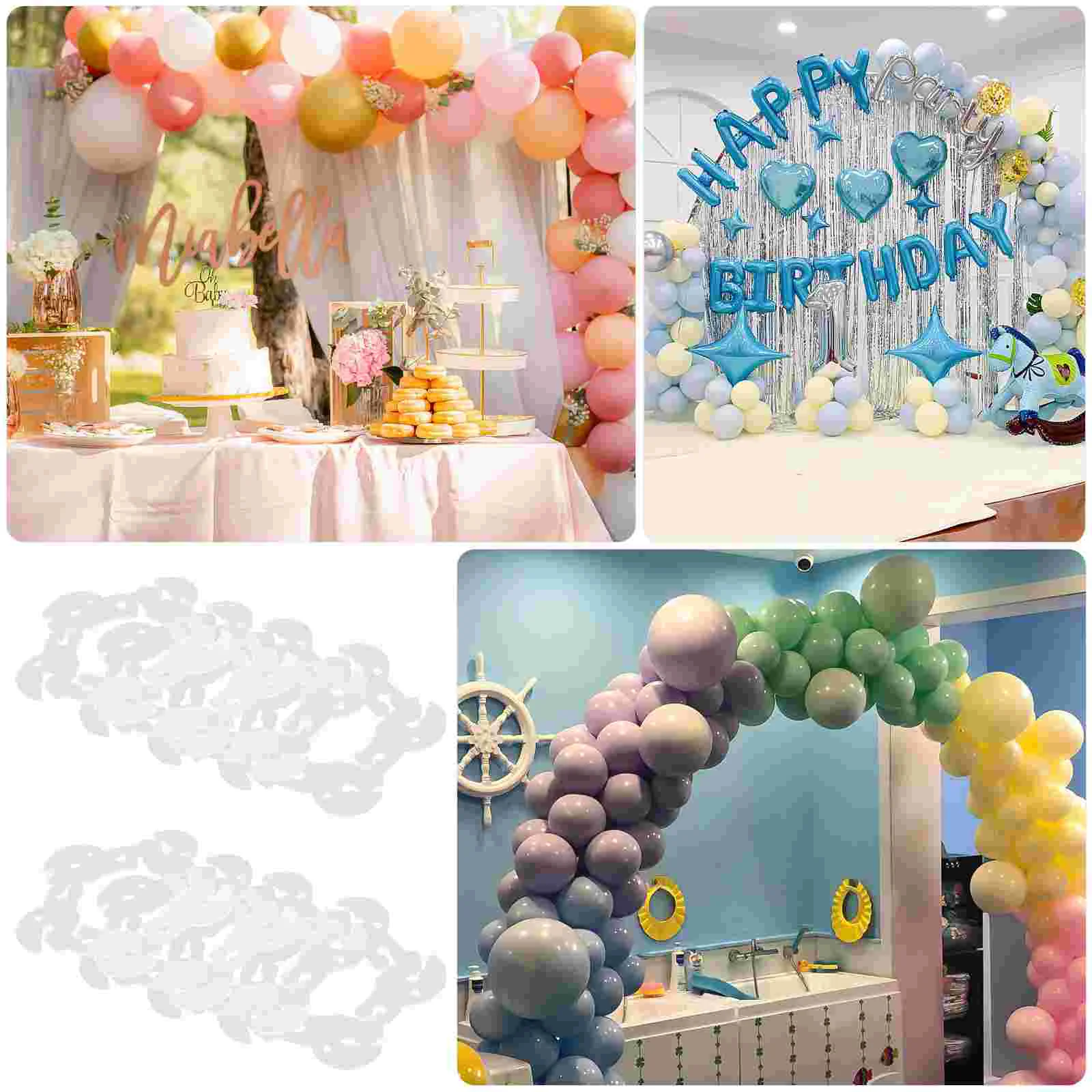 100 Pcs Balloon Arch Connectors Clip Clear Balloons Buckle Plastic Party Supplies Baby Daisy