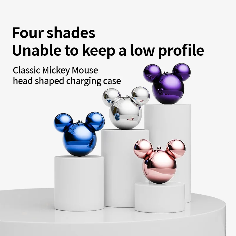 New Disney T01 Earphones Bluetooth Wireless Highly Stylish HIFI Stereo Mickey Head Earbuds Noise Reduction Long Battery Life