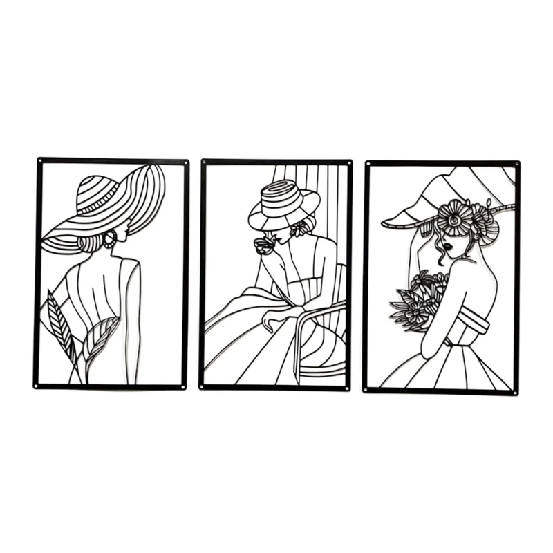 

3 шт. металлический настенный декор, современный минималистский настенный декор, абстрактное женское настенное искусство,