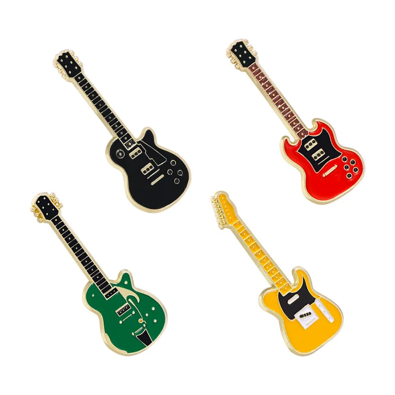 Personalized Musical Instrument Pins Cartoon Electric Guitar Violin Brooch Badge for Students Gift Clothing Bag Hat Decor
