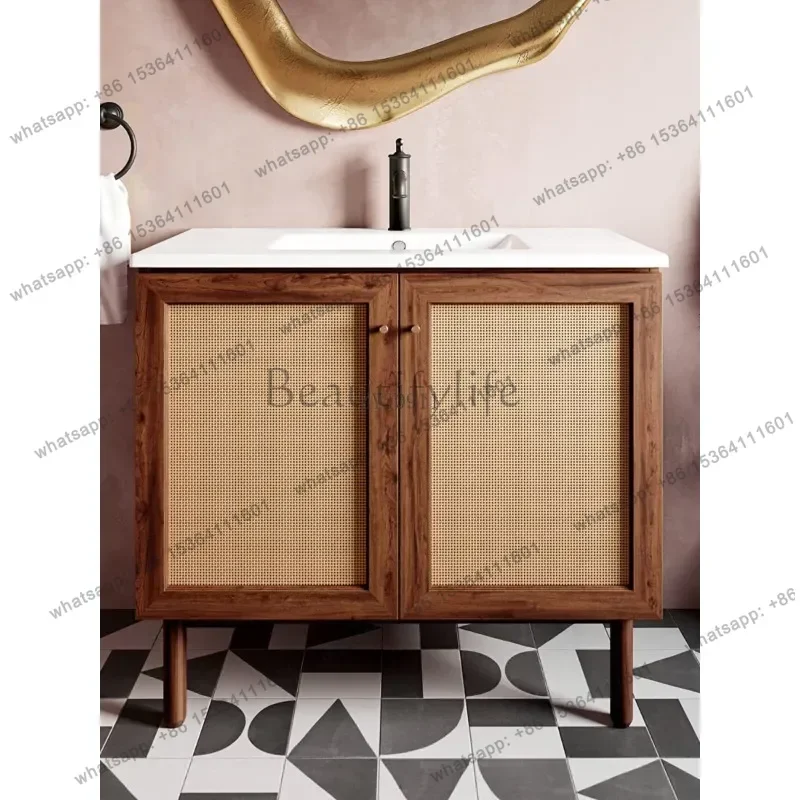 yj57 Bathroom cabinet oak floor-to-ceiling new Chinese washbasin bathroom cabinet combination toilet washbasin