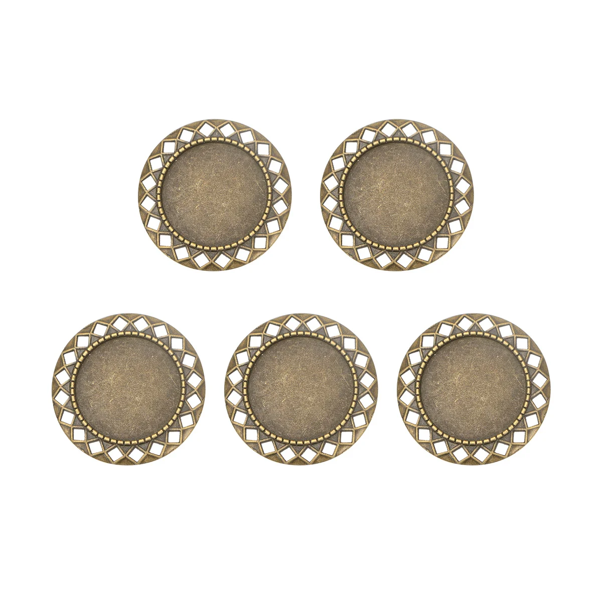 

5pcs 25Mm Alloy Brooch Tray Hollow Round Diy Jewelry Making Bezel For Resin Craft Cameo Bracelet Photo Pendant Accessory