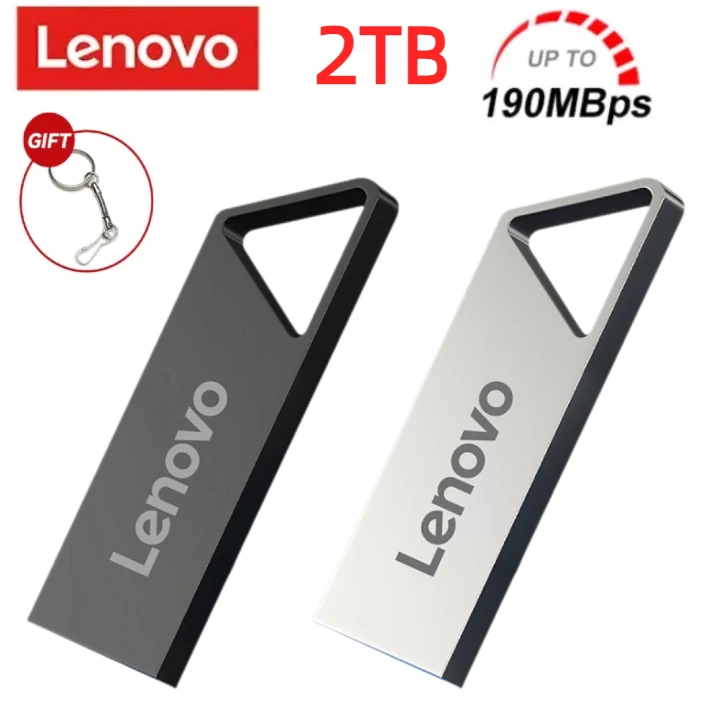 레노버 USB 플래시 드라이브, 고속 펜 드라이브, 파일 전송, U 디스크, 1TB 초대용량 금속 USB 메모리, 2TB USB 3.0