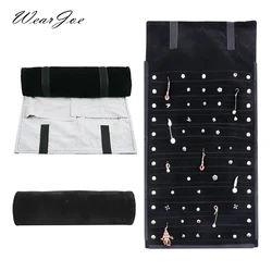 Superior Velvet Jewelry Travel Roll Bag Foldable Earrings Eardrop Display Holder Storage Organizer Portable Earring Studs Roller