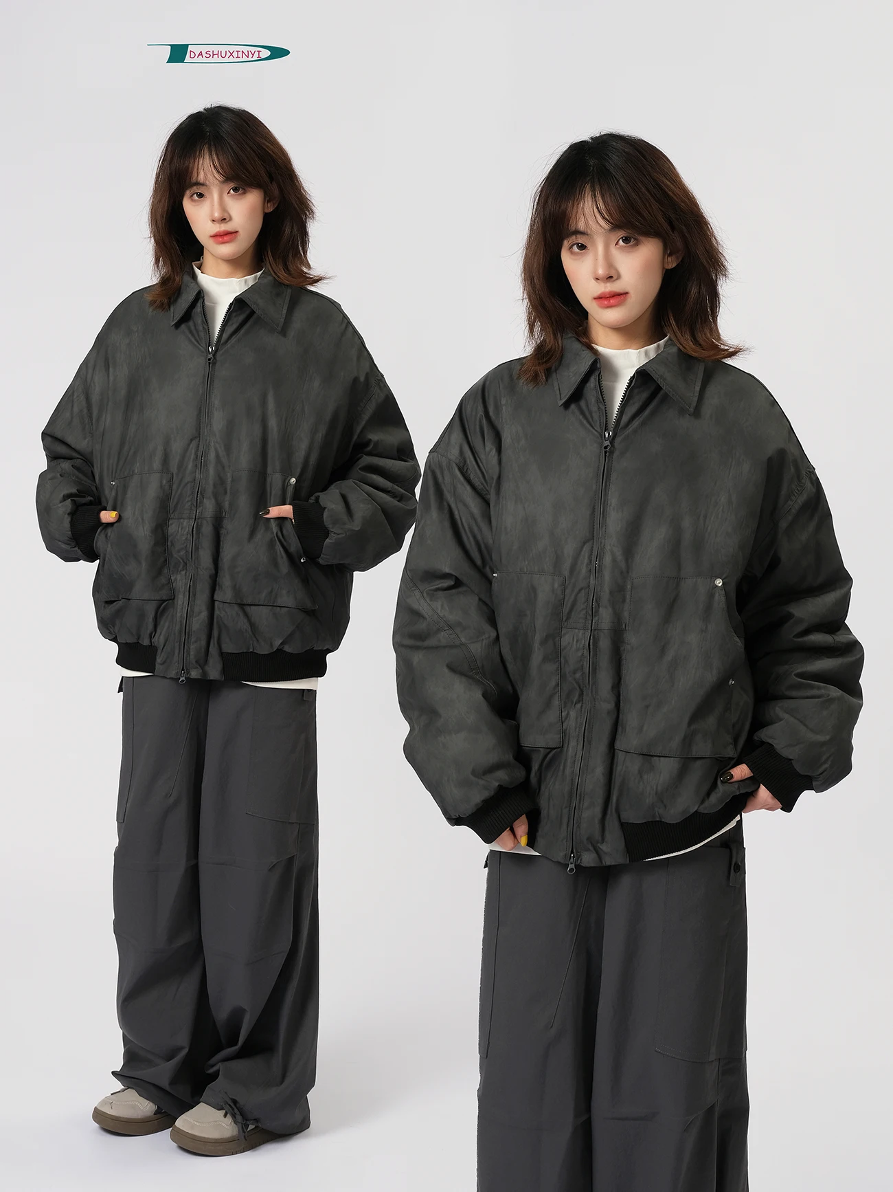 

Зимняя куртка DASHU в американском ретро-стиле с отложным воротником, свободная повседневная кожаная куртка, теплая верхняя одежда для пар, мужская модная молодежная модель