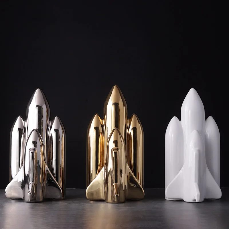 

Rocket Ornaments Aerospace Spacecraft Nordic Luxury Ceramic Ornaments Home Hotel Soft Decorations Children's Day Gift Decor