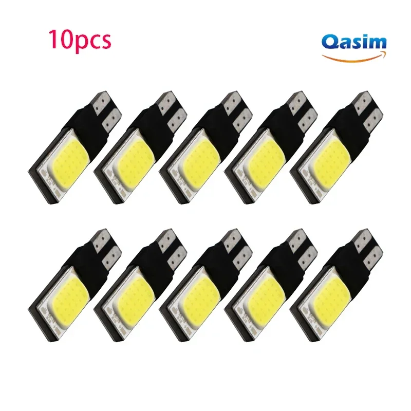 

10pcs Car T10 W5W LED Turn Signal Light COB CANBUS Interior Light 5w5 12V Auto License Plate Wedge Side Trunk Luggage Lamp White