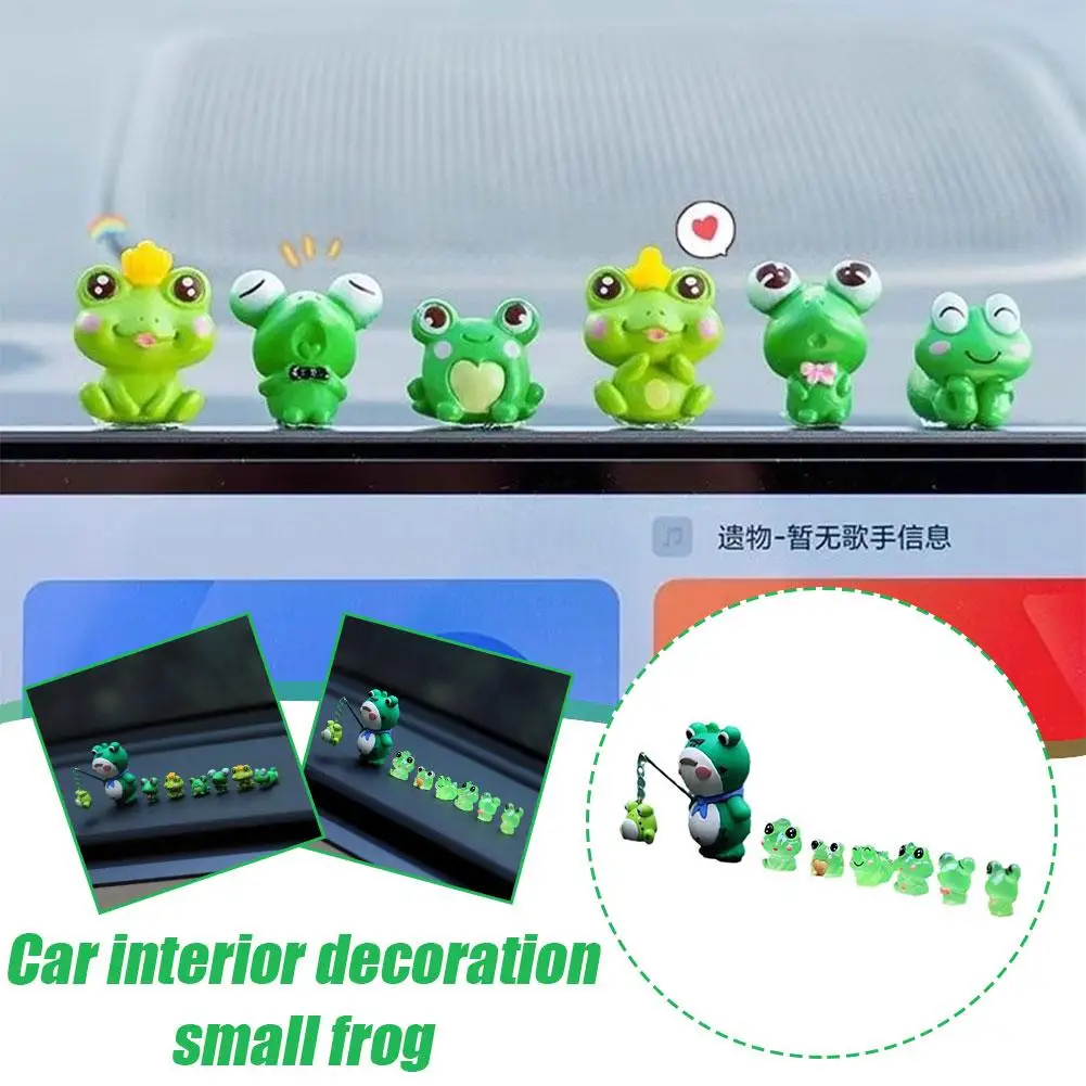 Small Frog Car Ornaments Car Accessories Luminous Decoration Ornament Home Gifts Frog Noctilucent Car Cute Mini Figurine