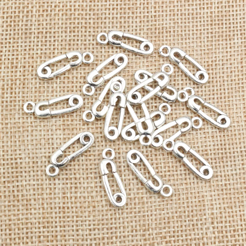 50pcs 19x6mm 16x5mm Antique Silver Plated Paper Clip Handmade Charms Pendant:DIY for bracelet necklace