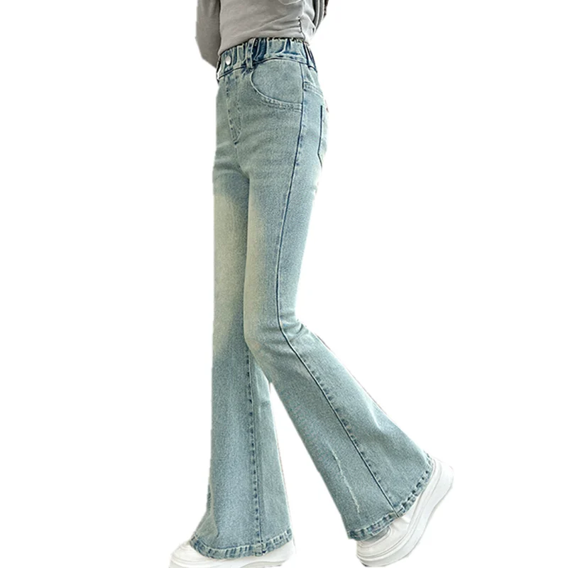 Children Boot Cut Jeans Trousers For Girl Fashion Design Denim Flared Pants for 5 7 8 9 10 11 12 13 14Years Kids Slim Cool Jeans