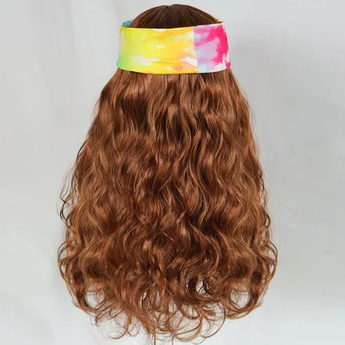 Imagen 2 del producto Marrón sintético 60s 70s 80s Retro Punk Hippies Rocker Fiesta Disco hombres mujeres Cosplay Halloween largo esponjoso rizado ondulado