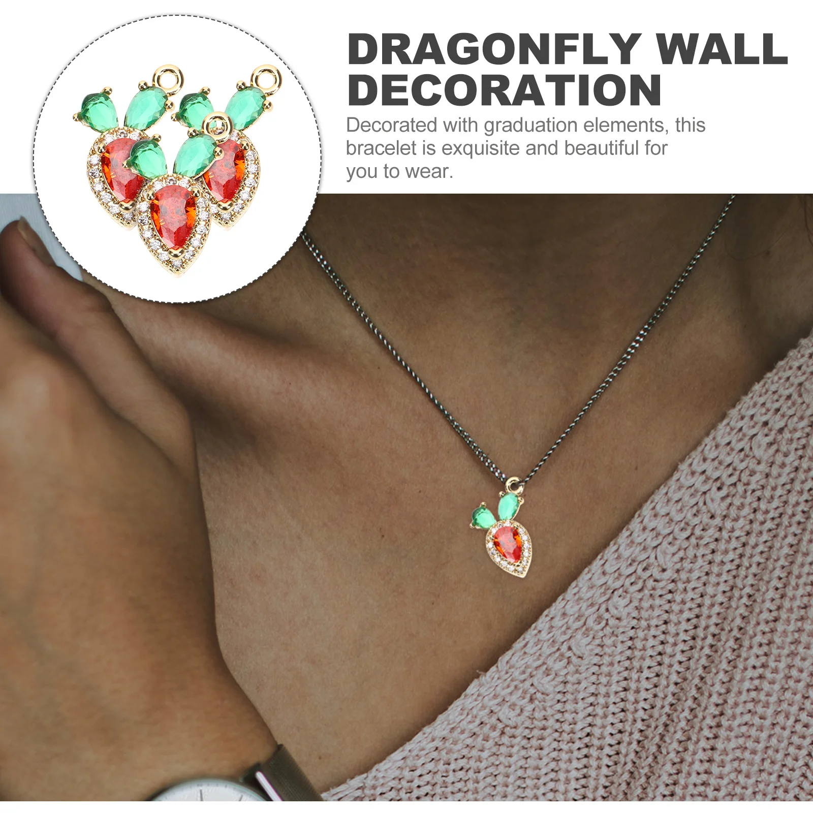 

3Pcs Elegant Carrot Design Zircon Pendant Strong DIY Jewelry Charm for Necklace Earring Bracelet Craft Projects