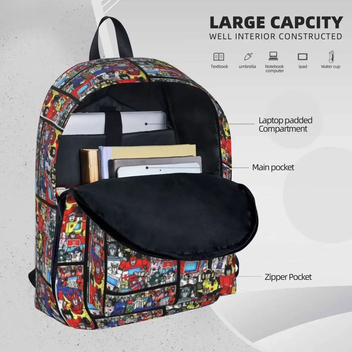 Transformers Autobots Backpacks Large Capacity Student Book bag Shoulder Bag Laptop Rucksack Casual Travel Rucksack School Bag