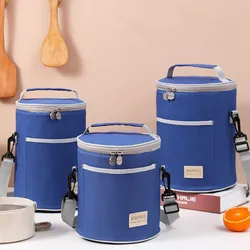 Saco térmico redondo impermeável da lancheira de oxford isolado alimento bento fresco-mantendo sacos de armazenamento do refrigerador para o bloco de gelo do piquenique da escola