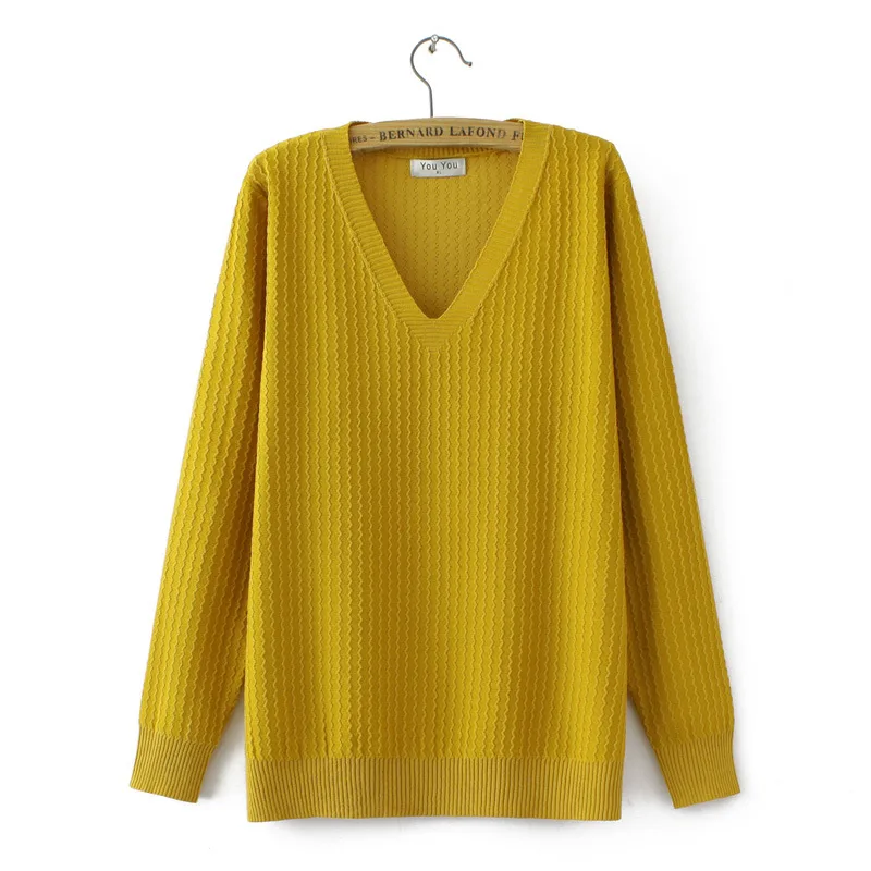 New 2023 Ladies Spring Autumn Plus Size Tops For Women Large Size Yellow Long Sleeve V-neck Blouse 2XL 3XL 4XL 5XL