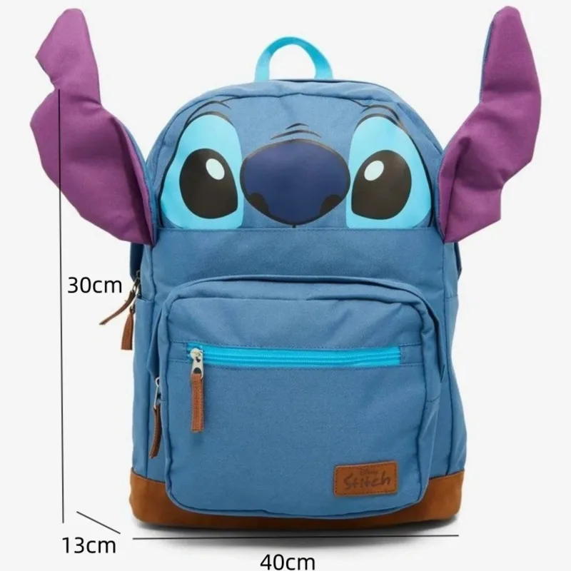 Miniso Disney Stitch Kawaii Backpack Back To School Preppy Style Anime Bag Double Zipper Cute Kids Backpack Casual Bag Girl Gift