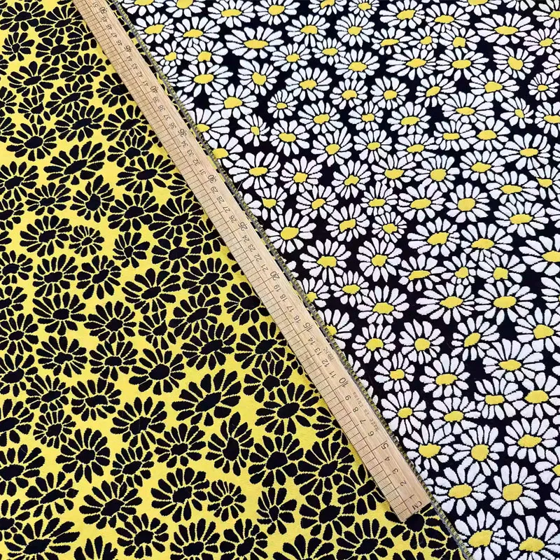 

Daisies Pattern Jacquard Yarn-dyed Fabric For Women's Dress Coat Jacket Suits Handmade DIY Cloth Sewing Material