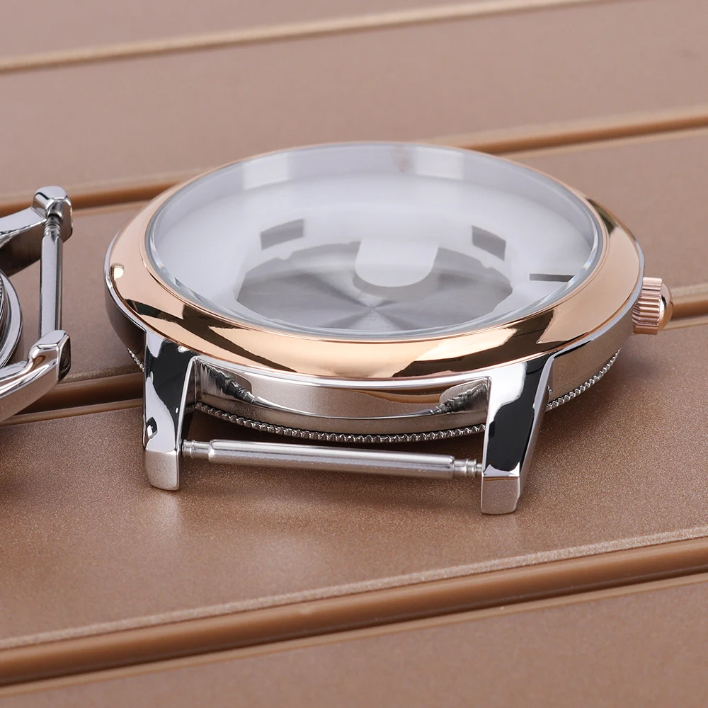 فضي/فضي الذهب 43.3 مللي متر غواص مصقول ساعة حافظة 316L أجزاء الصلب لحركات 1L45/GM10 36 مللي متر-36.5 مللي متر ساعة مزدوجة اكسسوارات #3