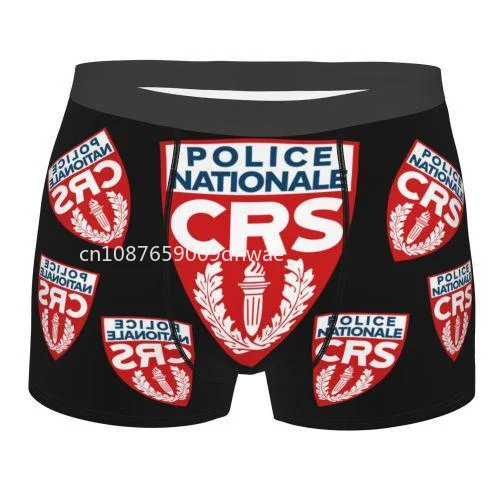 French CRS Compagnies Men Boxer Briefs Police Nationale Highly Breathable Underwear Top Quality Print Shorts Birthday Gifts