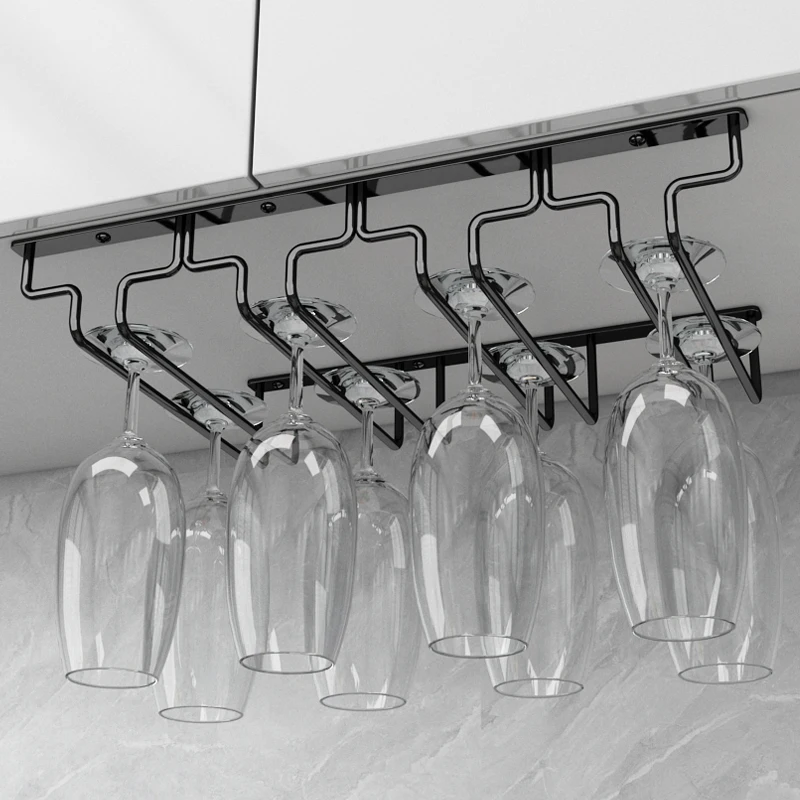 Gun gray 304 stainless steel wine glass holder upside down household goblet holder