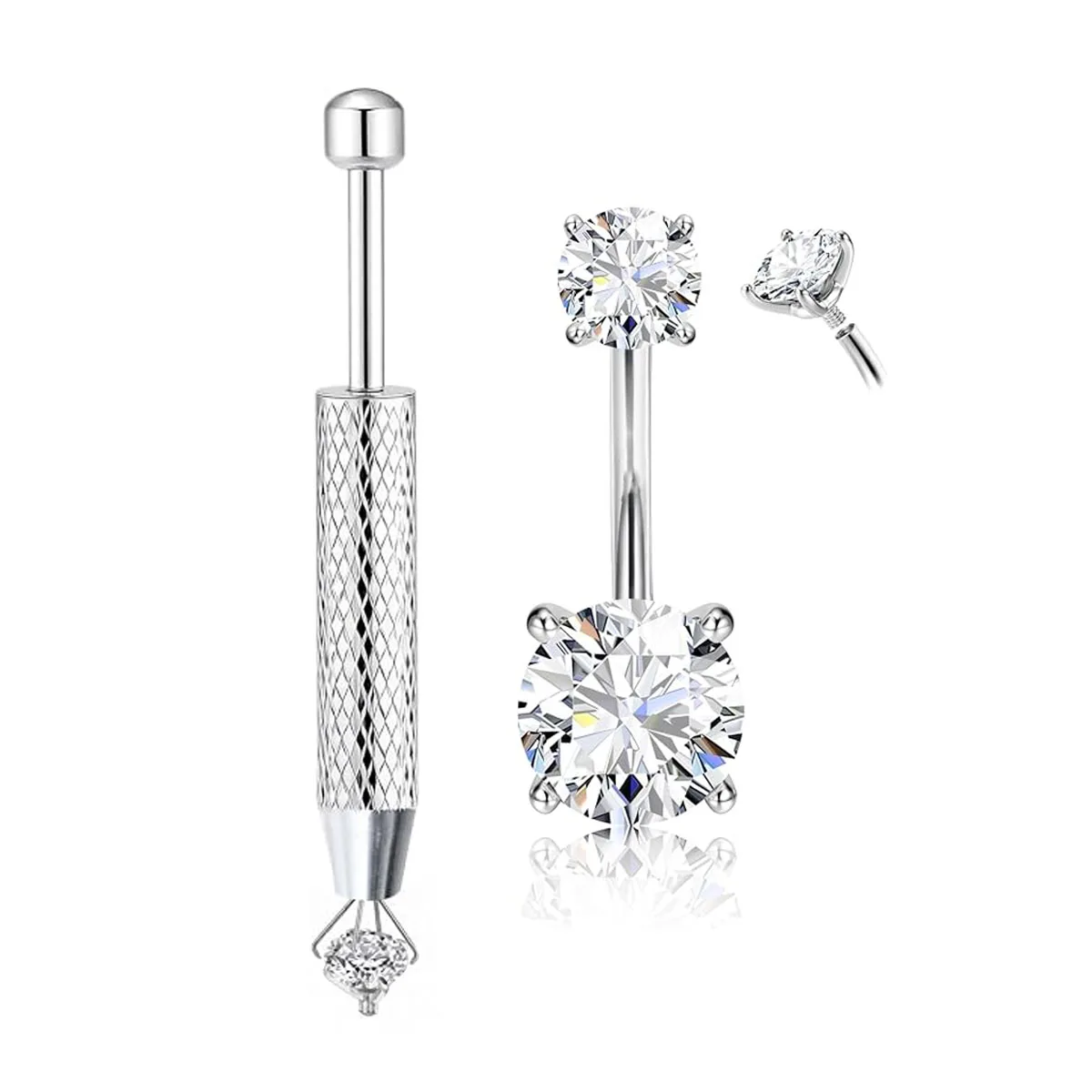 2pcs Belly Button Ring Navel Piercing Catcher Grabber Ball Beads Holder Pick-up Tool Prong Tweezers Body Jewelry Piercing Kit