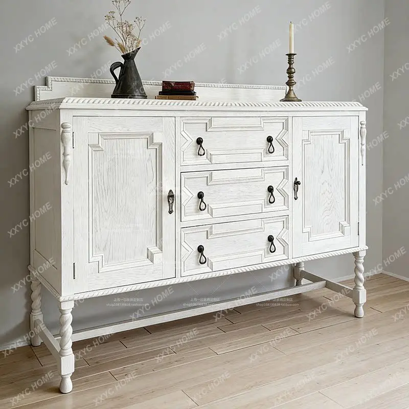 

YY medieval solid wood carving entrance cabinet, retro living room decorative cabinet, dining side cabinet, wall st