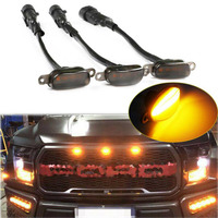 3pcs LED Car Front Grille Lights 6500K Yellow Lens 12V 3030 LED Running Lights For Ford F150 F250 F350 Raptor Front Grille