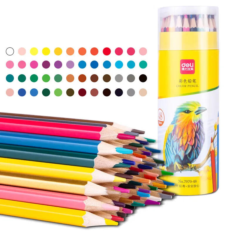 Deli à base de óleo Lápis Coloridos com Barris Hexagonais, Colorir Estudante, Professional Art Brush Set, artigos de papelaria, 48 cores