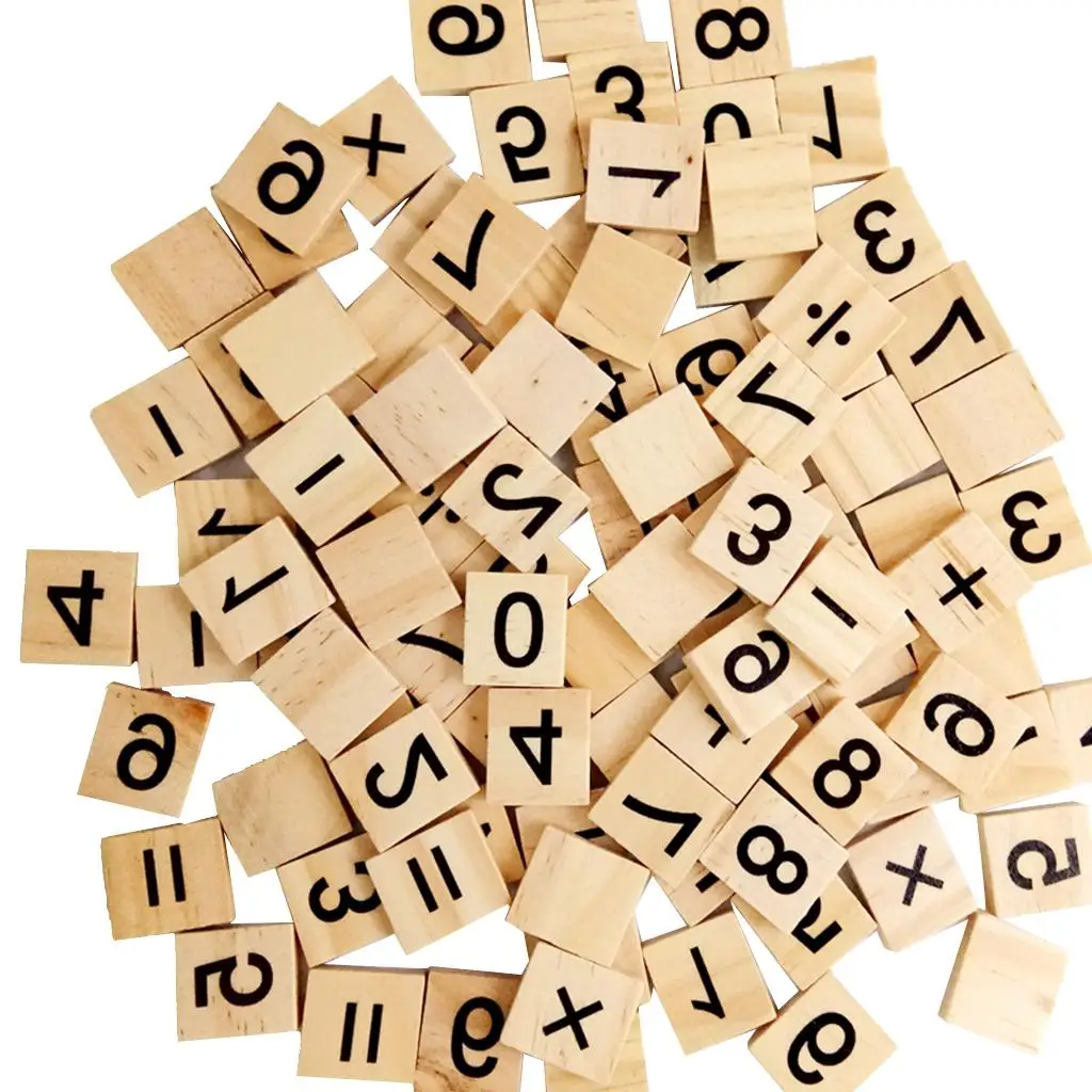 Kids Wooden Tiles Educational Puzzle Wood Letter Craft Scrapbooking Square Game Blocks for Family Fun