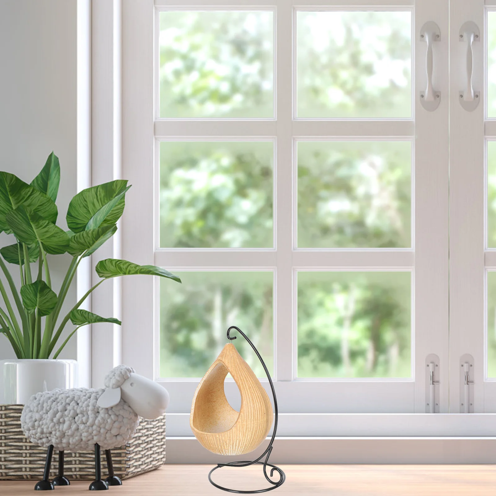 

Iron Art Hanging Flowerpot Sturdy Ceramic Succulent Planter Decorative Cactus Pot Home Office Balcony European Desk Planter