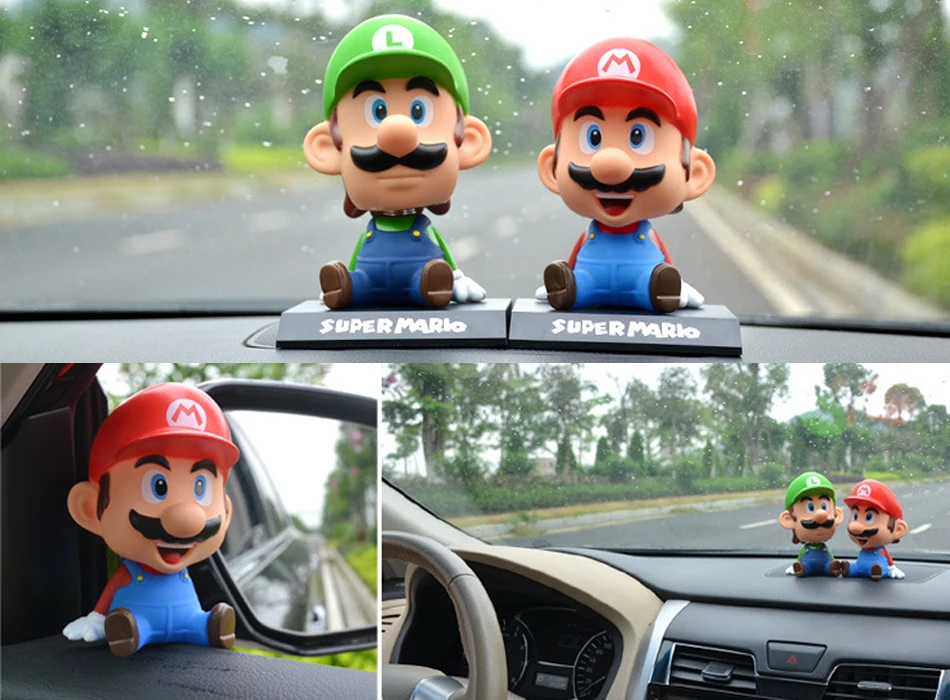 Figuras de acción de Super Marios de PVC de 10cm, decoraciones, periféricos de animé, modelo para sacudir tu cabeza, adornos para coche, colección de juguetes, regalos