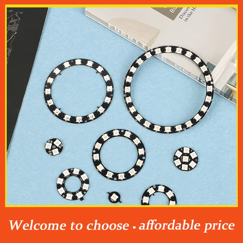 1pc WS2812B Individually Addressable Pixel Ring 1/3/7/8/12/16/24 LEDs WS2812 Built-in IC 5050 RGB LED Ring Module Led Light DC5V