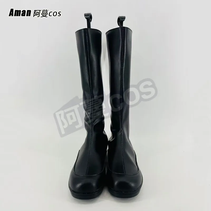 Anime GACHI AKUTA ‌ ‌ Zanka Cosplay Scarpe Stivali per Donna Uomo Scarpe da festa di carnevale di Halloween Stivali neri in ecopelle fatti a mano