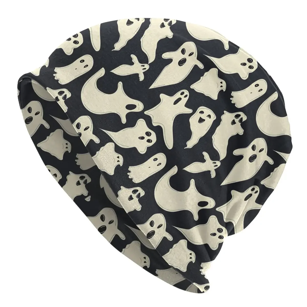 Halloween Trick or Treat Skullies Beanies Hats Ghost Ghosted Spooky Spirit Mysterious Phantoms Thin Bonnet Caps Men Women's