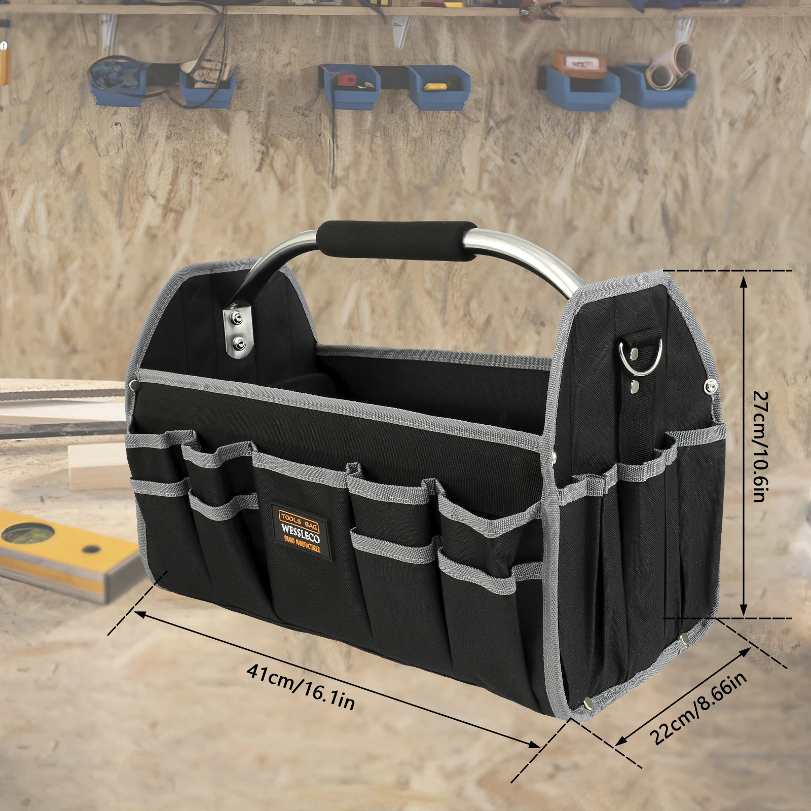 16-18 Inch Waterproof Tool Bag 1680D Oxford Canvas Multifunctional Tool Bag Large Capacity Wrench Screw Repair Storage Organiser
