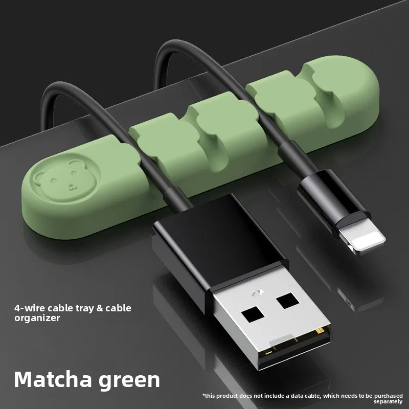 Desktop Wire Management Hub - Silicone Self-Adhesive Cord Organizer, Reusable Wrap for Data Cables & Charging Wires
