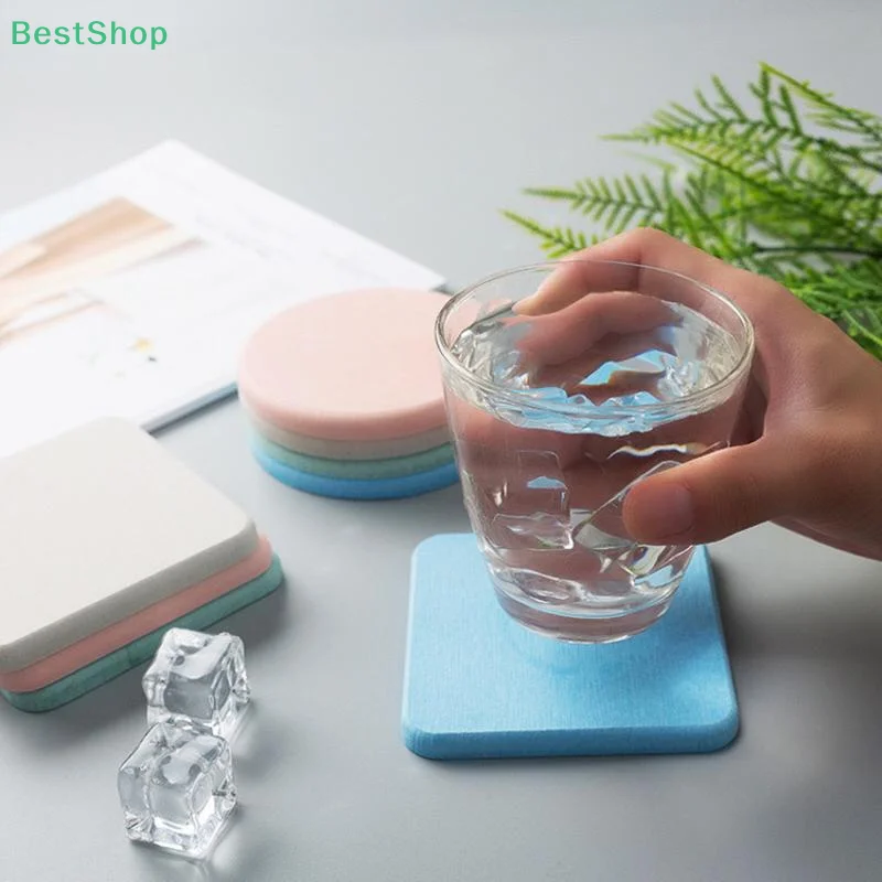

Solid Color Round Square Diatomaceous Earth Mats Toiletries Coasters Simple Absorbent Non-slip Cup Home And Decoration Kitchen