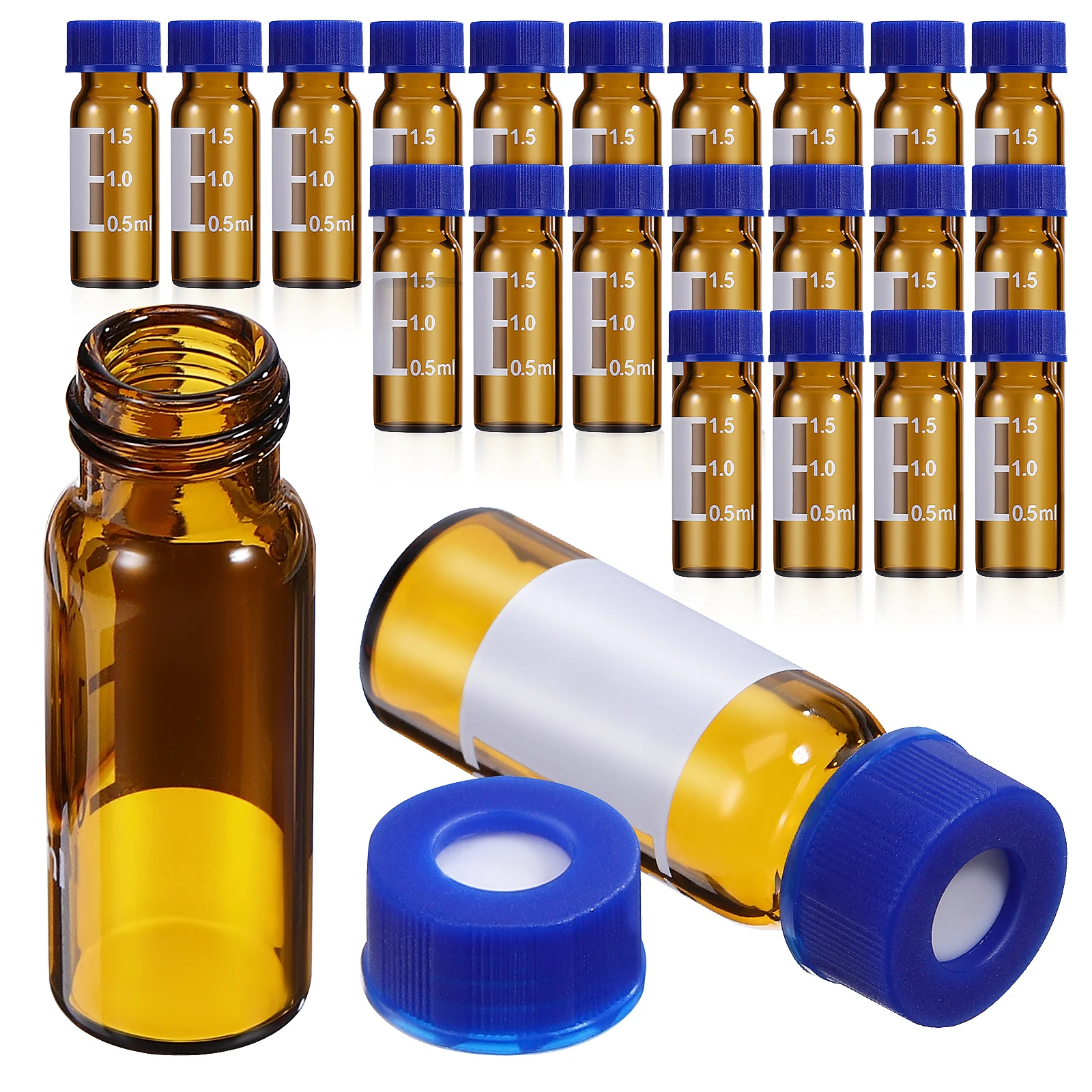 100 pcs 2ml 5ml Amber Glass Vials Graduated Lab Containers Sampling Bottles Mini Empty Glass Vials Laboratory Teaching Supplies