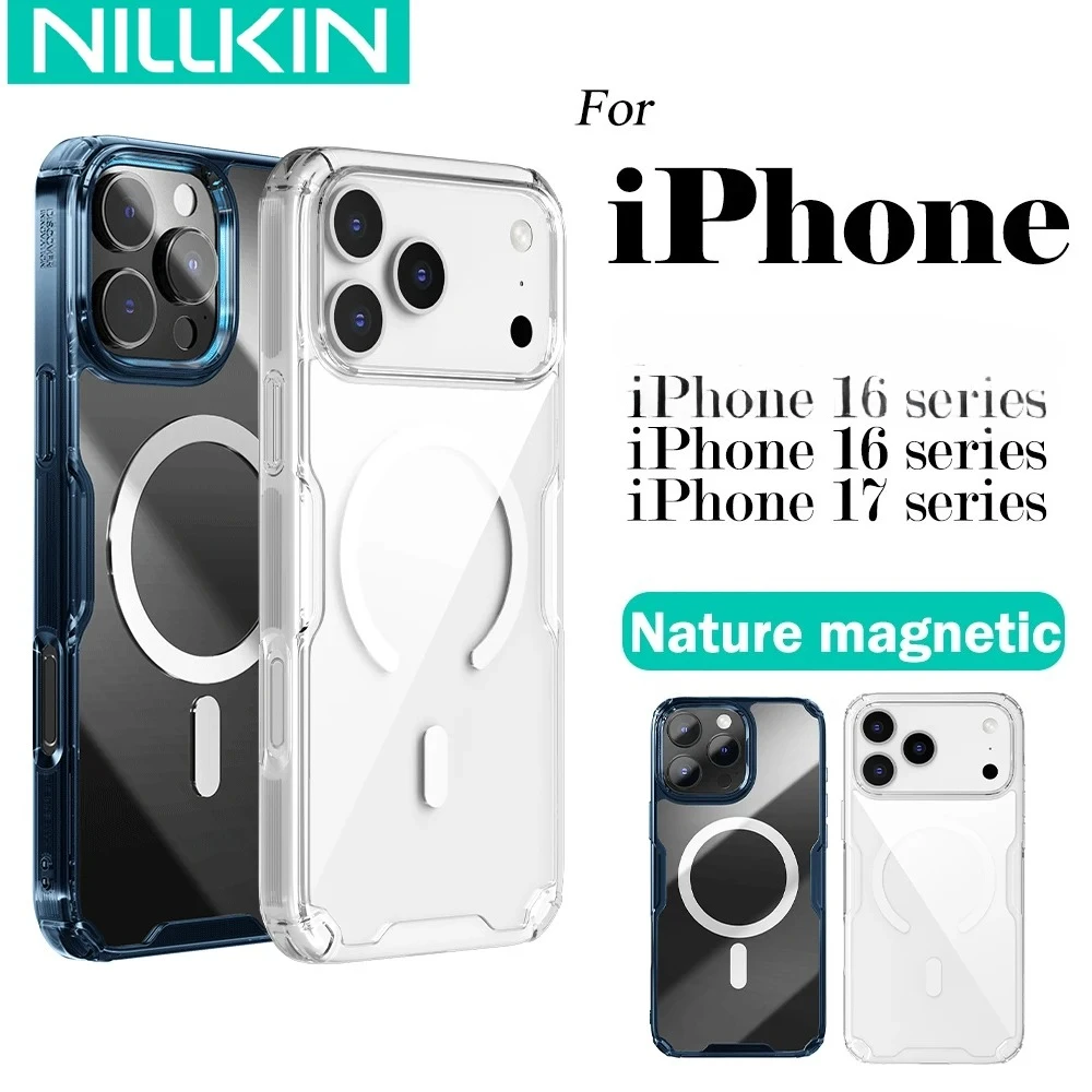 NILLKIN für IPhone 17 Pro Max 16 Pro Max 17 Air 16 PLUS 16 E für MagSafe magnetische transparente weiche Silikon-Handyhülle