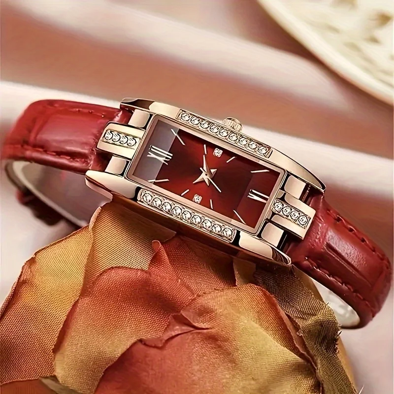 Xiaohongbiao Fashion Exquisite Drainage Diamond Set Small Square Women's Watch Women's Watch Fashion Watch Large Dial