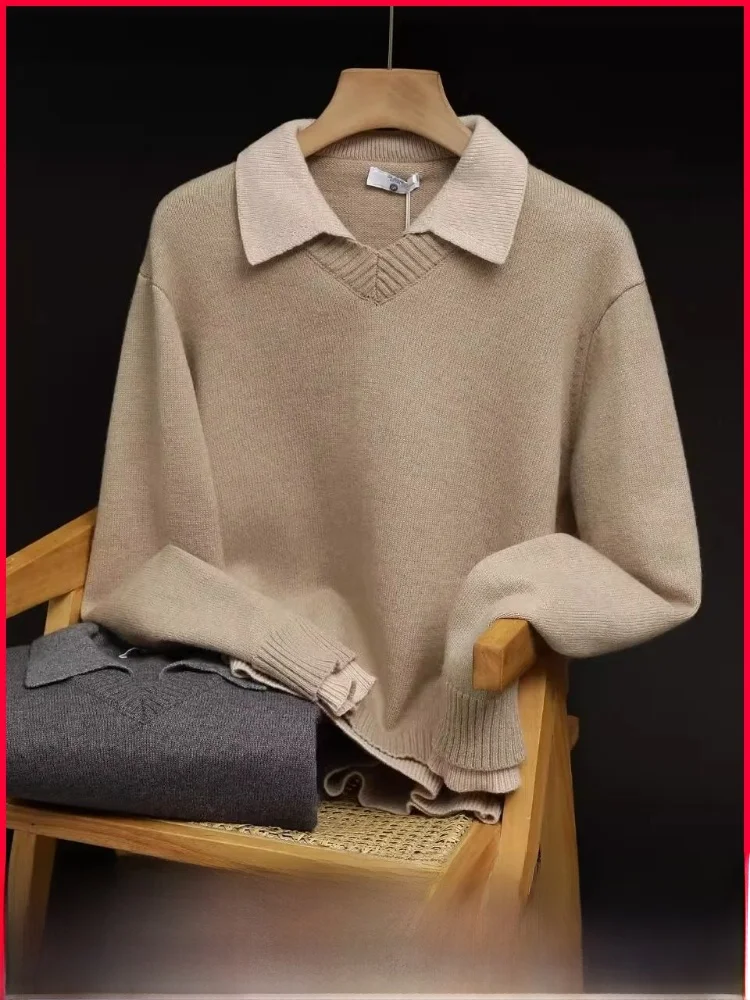 

Retro V-Ne Collar Knitted Sweater Men's New Autumn Loose Fit Comfortable Sle Polyester Fiber Long Sve Warm Outerwear