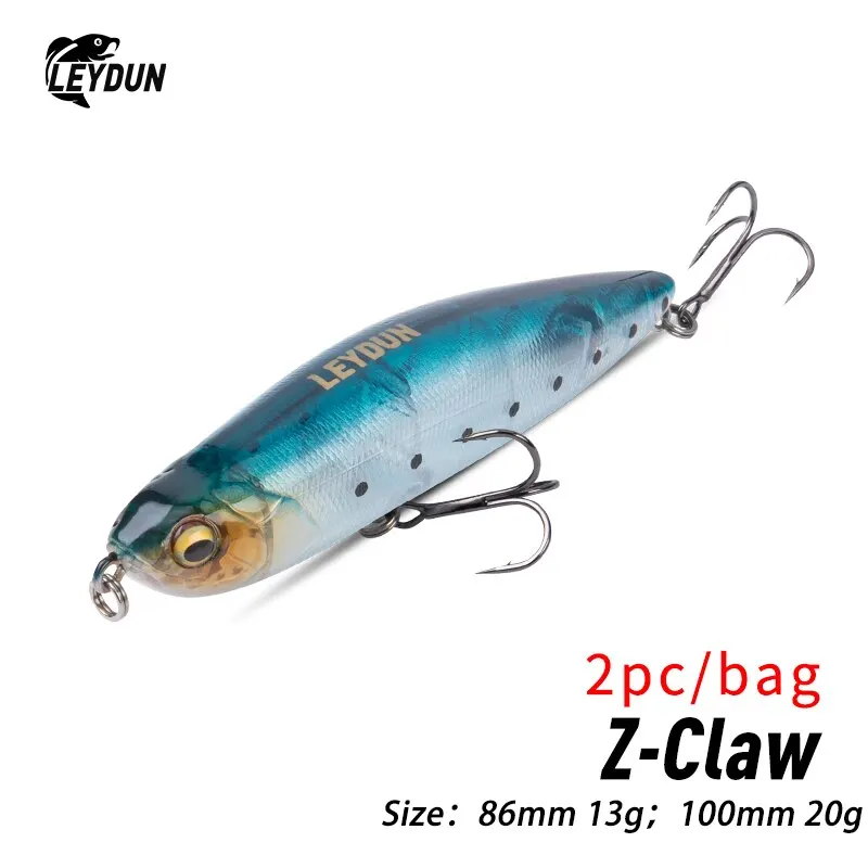 2pc Z-Claw Floating Pencil Fishing Lures 100mm 20g Stickbait Topwater Surface Walk The Dog Hard Baits Wobblers For Bass Pike