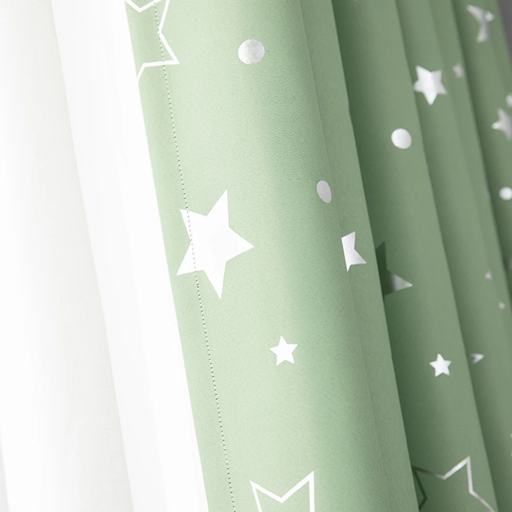 

Full Shading Insulated Curtains Silver Stars Moon Pattern Thermal Blackout Window Treatment Simple Fashion Decorative Kids
