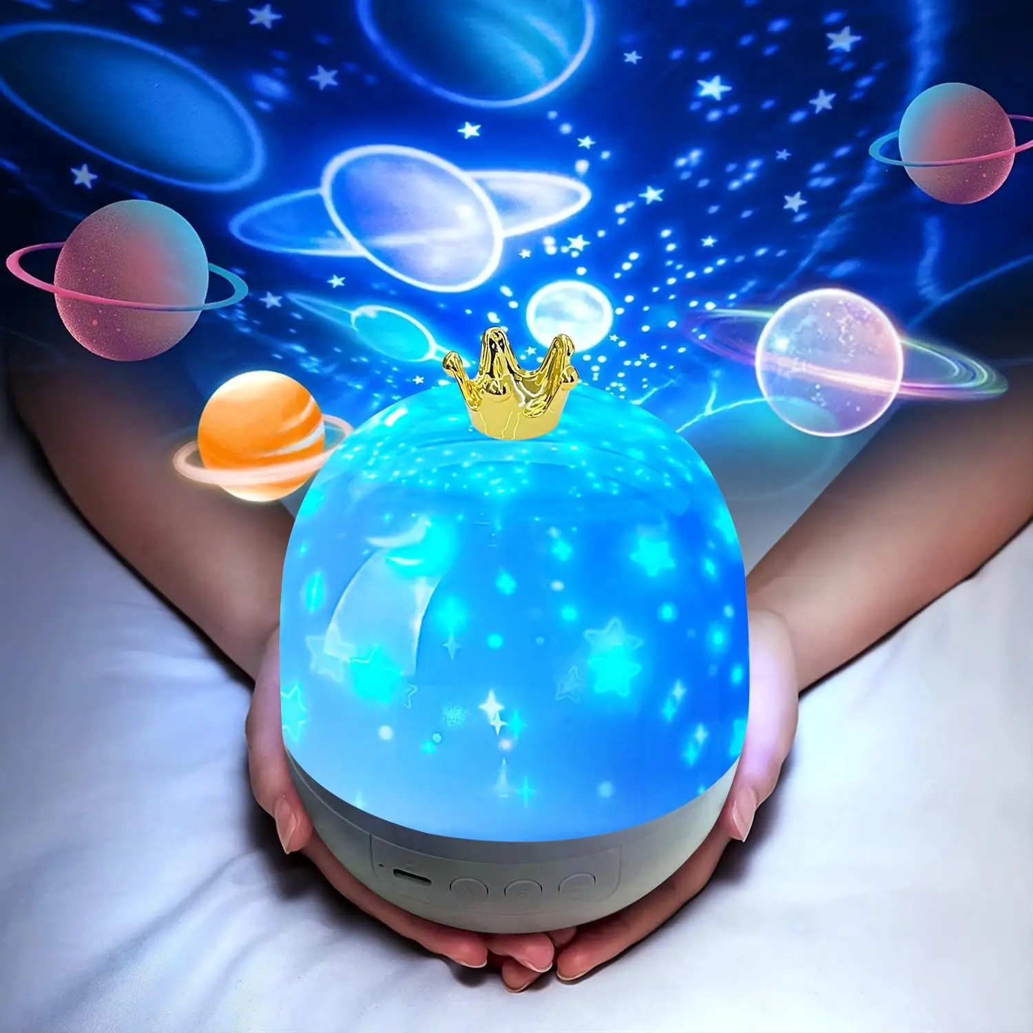 Galaxy Projection Light Crown Starry Night Light Birthday Atmosphere Light Bt Speaker Remote Control Rotating LED Light Bedroom